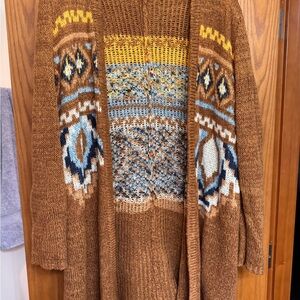 Natural Reflections Brown and Blue Patterned Cardigan